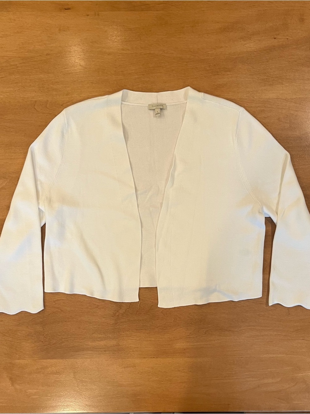 Talbots classic dress shrug… 3/4-sleeve cardigan with no closure (by design)